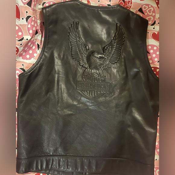 Harley Davidson Men’s Leather Vest Size Medium Excellent - Picture 12 of 14